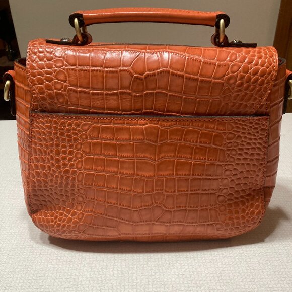 NWOT Patricia Nash Apricot Croc Embossed Large Leather Satchel (Crossbody?) - Picture 2 of 11